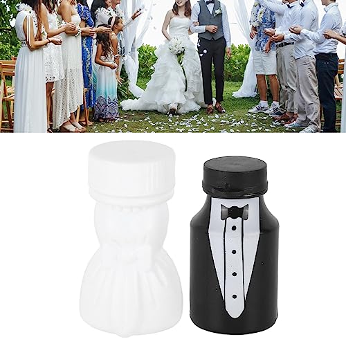 Uadme Braut-Luftblasen-Flasche für Hochzeit, 26 Stück, Brautpaar Form, Mini-Bubble-Partyflaschen für Jahrestag, Verlobung, Brautfeier, Schwarz und Weiß von Uadme