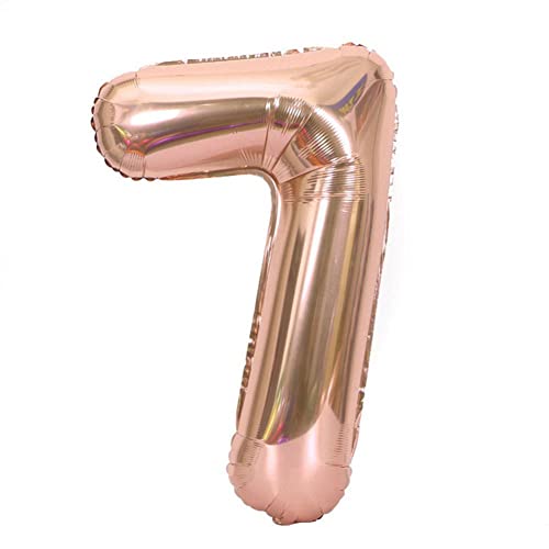 Uadme Luftballons, groß, roségoldfarben, Zahlenballons, 101,6 cm, für Hochzeit, Geburtstag, Party, Dekoration, Nummer 7 von Uadme