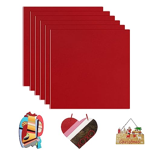 Uadme MDF-Platte, 3 mm, 6 Stück Holzplatte, 30 x 30 cm, Holzfaser, MDF-Blatt für Lasergravur, Malerei und Dekoration (rot) von Uadme