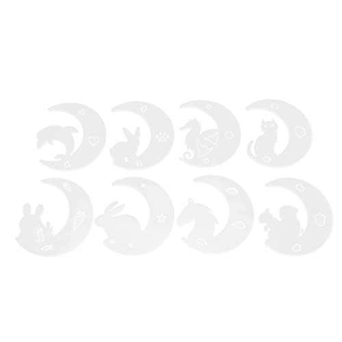 Uadme Mondform aus Silikon, Mondform, Spiegel, Epoxidharz, Gießset, 8 Stück, Halbmondform, Katze, Kaninchen, Delfin, Rehkitz, Bastelform für Schmuckherstellung von Uadme