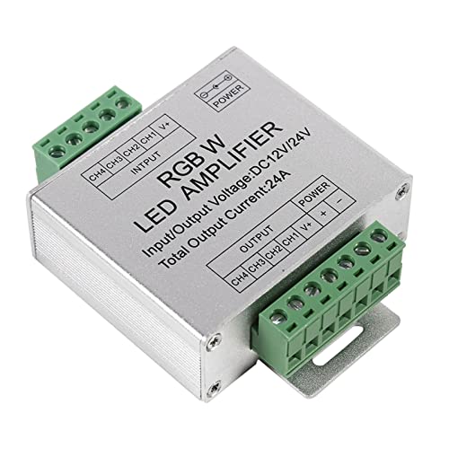 Uadme RGBW-Verstärker, DC12–24 V, 24 A, RGBW-Signalverstärker, 4-Kanal-Ausgangsschaltung, Aluminiumgehäuse, LED-Streifen-Controller von Uadme