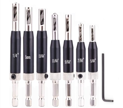 Uadme Scharnierbohrer Selbstzentrierend, 8 Stück Scharnierbohrer Set, Drill Bit Guide Set, Selbst Zentrierendes Bit, Ideal für Scharniere, Griffe, Schubladenführungen und Holzbearbeitung von Uadme