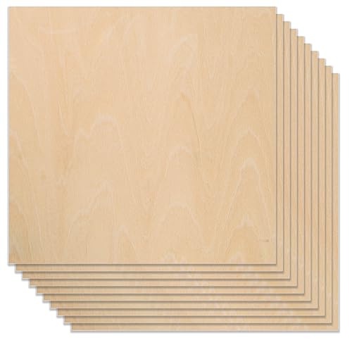 Uadme Lindensperrholz 30x30 3mm, 10 Stück Lasergravur Holz, Unbehandeltes Holz für zum Lasergravieren und Schneiden, Geeignet für Alle DIY-Projekte mit Holzgegenständen von Uadme