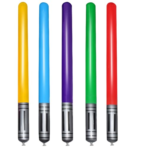 Star Lichtschwert Ballons, Star Schwert Stick Luftballons, Star Cosplay Lichtschwert Stick Ballons, 5 Stück Aufblasbare Anime PVC Lichtschwert Kinder Für Geburtstagkinder Deko Halloween Thema Party von Ubephant