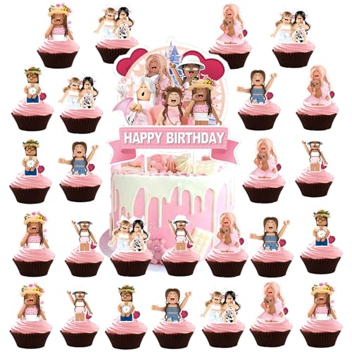 Roblox Cake Topper, Roblox Tortendeko, Ubephant 25 Stück Roblox Geburtstagsdeko, Anime Tortendeko, Roblox Geburtstag Deko, Roblox Kinder Tortendeko für Kinder Party Kuchen Dekoration Supplies von Ubephant