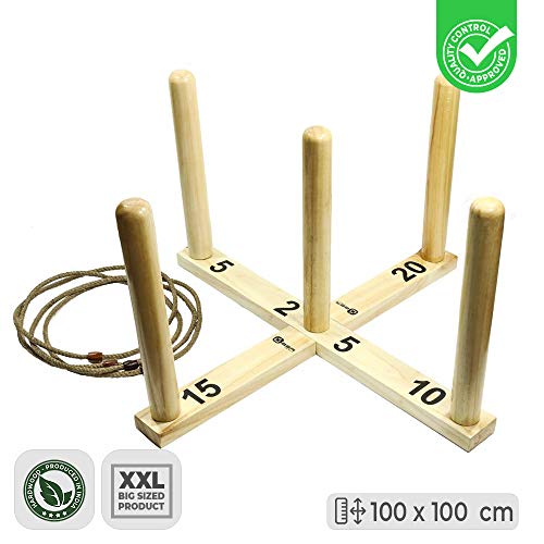 Ubergames XXXL Mega 100x100x51 cm - Ringwurfspiel aus ECO Holz - in Luxus Tragetasche Top Qualität Wurfspiel - EIN Geschicklichkeitsspiel - Taktisch und Technisch von Ubergames