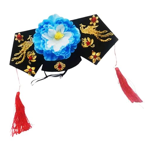 Ubxvamm Antiker chinesischer Kostüm-Hut mit Blume, Vintage-Hochzeitshaarband, Themenparty, Versammlungshut, Bühnenauftritte, Requisiten von Ubxvamm