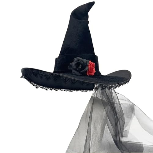 Ubxvamm Halloween Hexenhut Verstellbar Frauen Hexenhut Handgemachte Hexen Schöne Hut Halloween Kostüm Zubehör von Ubxvamm