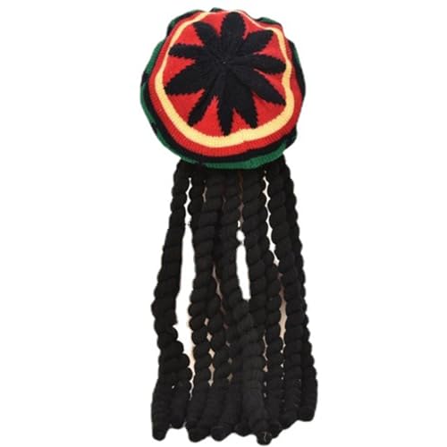 Ubxvamm Reggae Dreadlocks, Perückenhut für Damen und Herren, Perückenhut, handgehäkelt, randlos, Pullover, Hut, Party-Kopfbedeckung von Ubxvamm