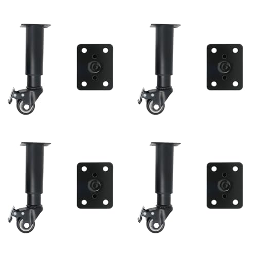 Ubxvamm Verstellbare Möbelbeine aus Metall mit gebremsten Schwenkrollen, Tischbeine, robuste Ersatzstützbeine, 4 Stück von Ubxvamm