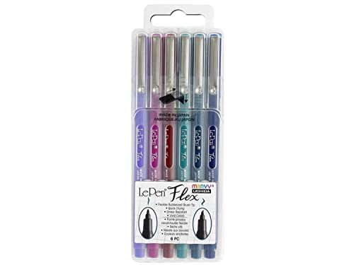 UCHIDA LePen Porous Point Stift, Magenta, Amethyst, Marineblau, Burgunderrot, Blaugrün, 6 Stück pro Set von Marvy Uchida