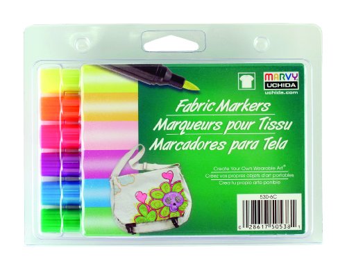 Unbekannt Uchida 530-6C Marvy Brush Tip Fluorescent Color Fabric Marker Set by Uchida von Uchida