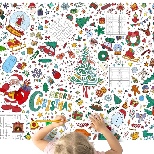 Ucouper Ausmaltischdecke Weihnachten Kinder Beschäftigung 70 X 100 cm Tischdecke zum Ausmalen Mitgebsel Geschenk von Ucouper