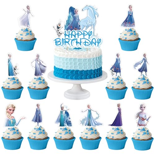 UdacA 49 Stück Prinzessin Cupcake Topper, Frozen Cupcake Geburtstagsdeko für Tortendeko, Cartoon Cupcake für Kuchendekoration, Muffin Deko, Kinder Geburtstag Party von UdacA