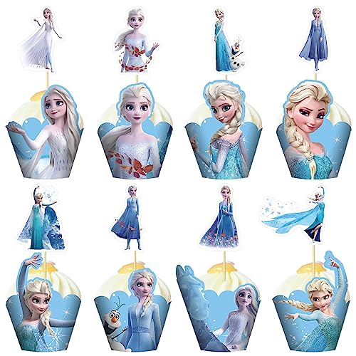 UdacA Cartoon Cake Topper, 48 Stück Prinzessin Tortendeko Cupcake Topper, Tortenaufleger Geburtstag für Kuchendekoration, Muffin Deko, Geburtstag Party von UdacA