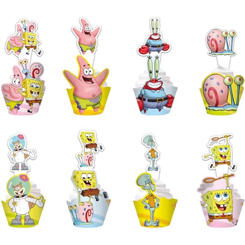 UdacA Torte Topper, 48 Stück Cartoon Cupcake Topper Deko Tortendeko, Tortenaufleger Geburtstag für Kinder, Figuren Torte, Tortendeko Kindergeburtstag von UdacA