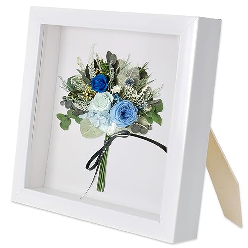 Udbrud 3D Bilderrahmen , 20 x 20cm 3D Objektrahmen Holz Shadow Box Quadratische Weiß zum befüllen für Wandbehang oder Desktop für Valentinstag Baby Hochzeitsandenken, Fotos, Blumen von Udbrud