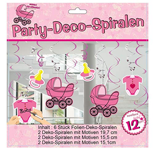 6 STK UDO Schmidt Party Spirale zur Geburt rosa Mädchen Girlande Feier Baby von Udo Schmidt GmbH & Co. KG