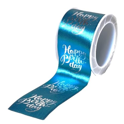 Geschenkband "Happy Birthday", auf Rolle, Satin, 3 m x 4 cm von Udo Schmidt GmbH