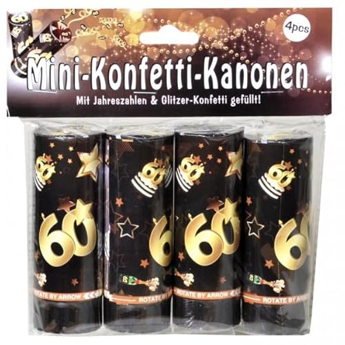 Set Konfetti Kanonen mit Jahreszahl zum 60. Geburtstag schwarz/gold von Udo Schmidt GmbH