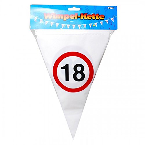 Geburtstag Wimpel Girlande 18 Jahre Verkehrsschild Party Deko Happy Birthday von Udo Schmidt