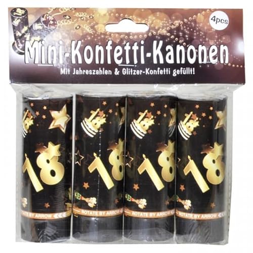 Mini-Konfetti-Kanonen "18", schwarz/gold, 4-tlg. von udo schmidt gmbh