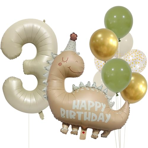 Geburtstagsdeko Mädchen - 10 Stück Mädchen Dinosaurier Deko Geburtstag Junge Geburtstag Dinosaurier Folienballon Ballon Geburtstag Mädchen (3 Jahr) von Ueiwffzo