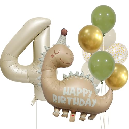 Geburtstagsdeko Mädchen - 10 Stück Mädchen Dinosaurier Deko Geburtstag Junge Geburtstag Dinosaurier Folienballon Ballon Geburtstag Mädchen (4 Jahr) von Ueiwffzo