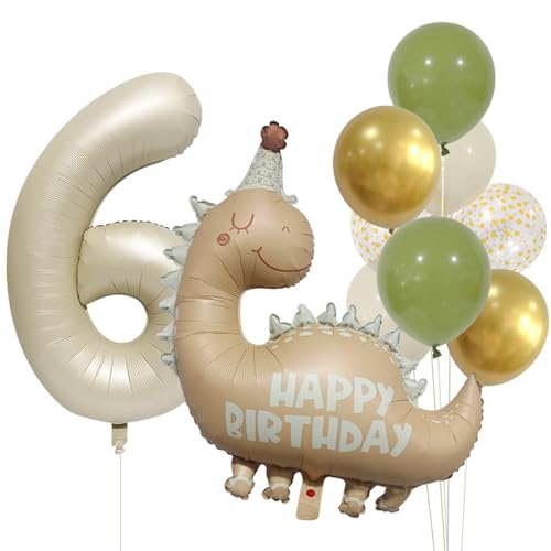 Geburtstagsdeko Mädchen - 10 Stück Mädchen Dinosaurier Deko Geburtstag Junge Geburtstag Dinosaurier Folienballon Ballon Geburtstag Mädchen (6 Jahr) von Ueiwffzo