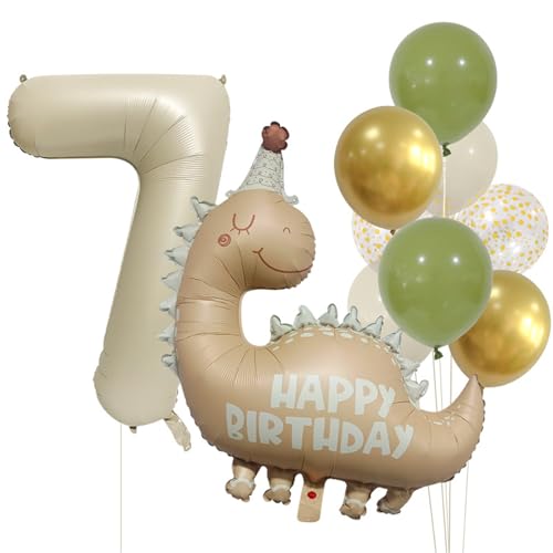 Geburtstagsdeko Mädchen - 10 Stück Mädchen Dinosaurier Deko Geburtstag Junge Geburtstag Dinosaurier Folienballon Ballon Geburtstag Mädchen (7 Jahr) von Ueiwffzo