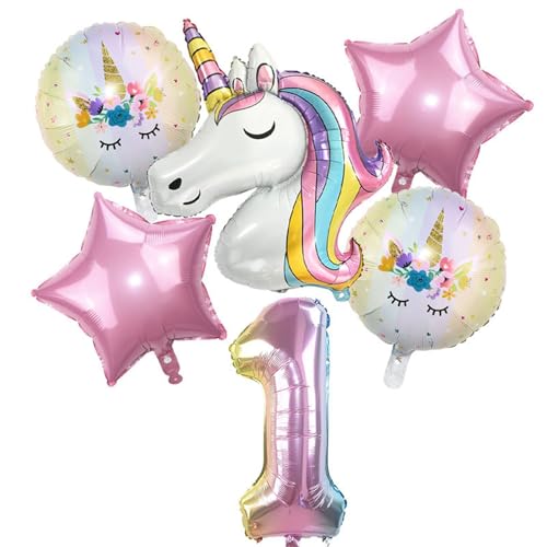 Geburtstagsdeko Mädchen - 6 Stück Mädchen Einhorn Deko Geburtstag Mädchen Geburtstag Schmetterling Folienballon Rosa Schmetterling Ballon Geburtstag Mädchen (1 Jahr) von Ueiwffzo