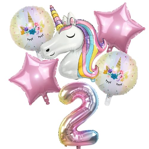 Geburtstagsdeko Mädchen - 6 Stück Mädchen Einhorn Deko Geburtstag Mädchen Geburtstag Schmetterling Folienballon Rosa Schmetterling Ballon Geburtstag Mädchen (2 Jahr) von Ueiwffzo