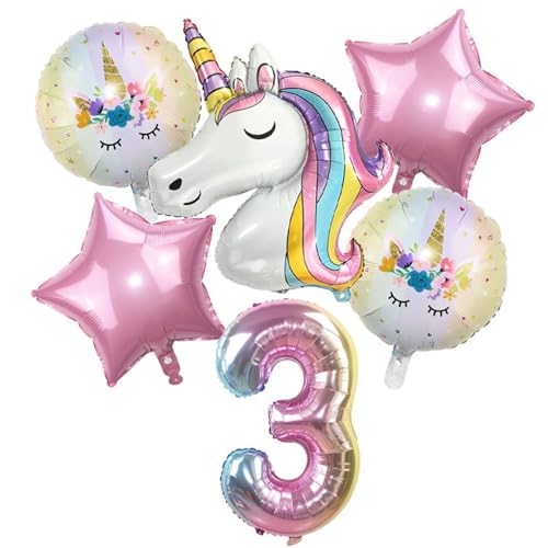 Geburtstagsdeko Mädchen - 6 Stück Mädchen Einhorn Deko Geburtstag Mädchen Geburtstag Schmetterling Folienballon Rosa Schmetterling Ballon Geburtstag Mädchen (3 Jahr) von Ueiwffzo