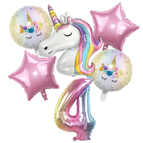 Geburtstagsdeko Mädchen - 6 Stück Mädchen Einhorn Deko Geburtstag Mädchen Geburtstag Schmetterling Folienballon Rosa Schmetterling Ballon Geburtstag Mädchen (4 Jahr) von Ueiwffzo