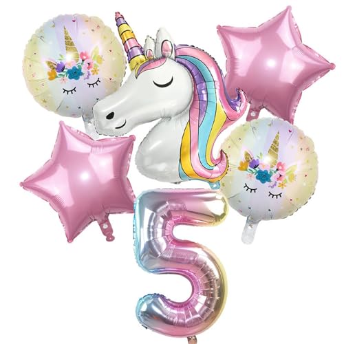 Geburtstagsdeko Mädchen - 6 Stück Mädchen Einhorn Deko Geburtstag Mädchen Geburtstag Schmetterling Folienballon Rosa Schmetterling Ballon Geburtstag Mädchen (5 Jahr) von Ueiwffzo