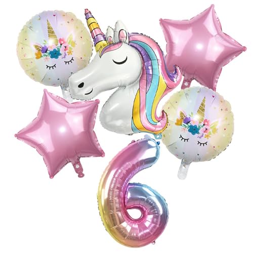 Geburtstagsdeko Mädchen - 6 Stück Mädchen Einhorn Deko Geburtstag Mädchen Geburtstag Schmetterling Folienballon Rosa Schmetterling Ballon Geburtstag Mädchen (6 Jahr) von Ueiwffzo