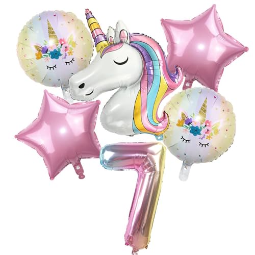 Geburtstagsdeko Mädchen - 6 Stück Mädchen Einhorn Deko Geburtstag Mädchen Geburtstag Schmetterling Folienballon Rosa Schmetterling Ballon Geburtstag Mädchen (7 Jahr) von Ueiwffzo