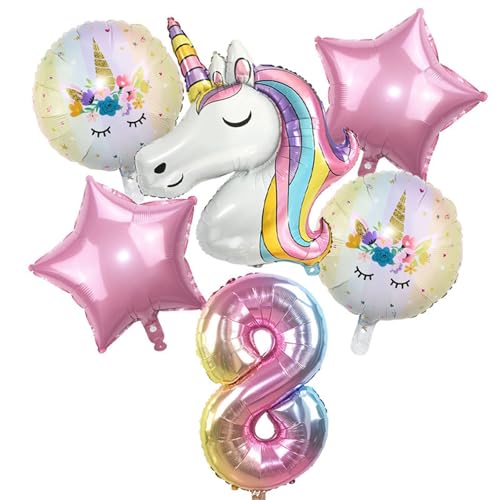 Geburtstagsdeko Mädchen - 6 Stück Mädchen Einhorn Deko Geburtstag Mädchen Geburtstag Schmetterling Folienballon Rosa Schmetterling Ballon Geburtstag Mädchen (8 Jahr) von Ueiwffzo