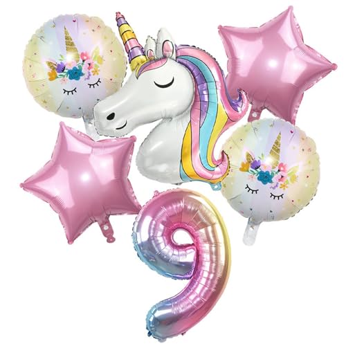 Geburtstagsdeko Mädchen - 6 Stück Mädchen Einhorn Deko Geburtstag Mädchen Geburtstag Schmetterling Folienballon Rosa Schmetterling Ballon Geburtstag Mädchen (9 Jahr) von Ueiwffzo