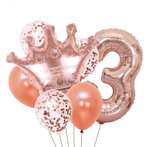 Luftballon Geburtstag Roségold, Geburtstagsdeko Mädchen, Krone Ballon Geburtstag, Geburtstagsdeko Mädchen, Happy Birthday Folienballon, Ballon Deko zum Geburtstag Mädchen (3 Jahr) von Ueiwffzo