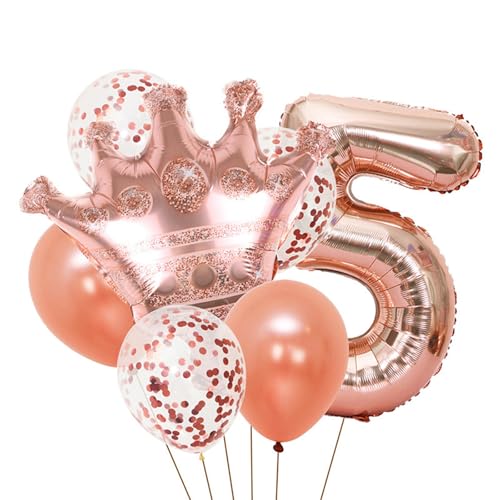 Luftballon Geburtstag Roségold, Geburtstagsdeko Mädchen, Krone Ballon Geburtstag, Geburtstagsdeko Mädchen, Happy Birthday Folienballon, Ballon Deko zum Geburtstag Mädchen (5 Jahr) von Ueiwffzo