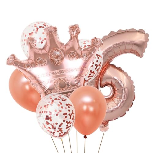 Luftballon Geburtstag Roségold, Geburtstagsdeko Mädchen, Krone Ballon Geburtstag, Geburtstagsdeko Mädchen, Happy Birthday Folienballon, Ballon Deko zum Geburtstag Mädchen (6 Jahr) von Ueiwffzo