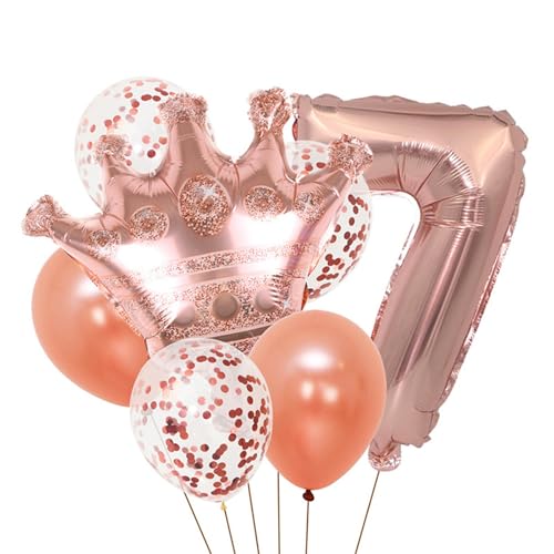 Luftballon Geburtstag Roségold, Geburtstagsdeko Mädchen, Krone Ballon Geburtstag, Geburtstagsdeko Mädchen, Happy Birthday Folienballon, Ballon Deko zum Geburtstag Mädchen (7 Jahr) von Ueiwffzo