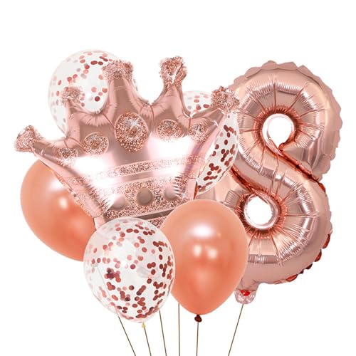 Luftballon Geburtstag Roségold, Geburtstagsdeko Mädchen, Krone Ballon Geburtstag, Geburtstagsdeko Mädchen, Happy Birthday Folienballon, Ballon Deko zum Geburtstag Mädchen (8 Jahr) von Ueiwffzo