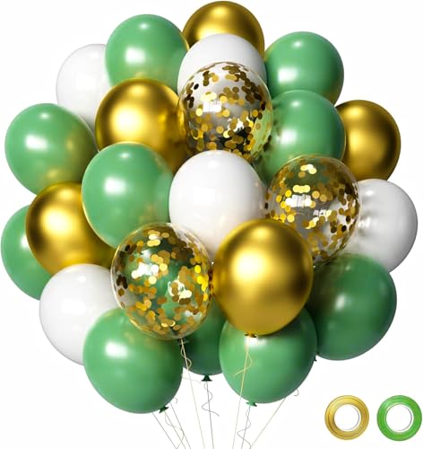 Luftballons Set 60 Stück 12 Zoll Helium Ballons mit 2 Rollen Band für Geburtstag, Valentinstag, Jubiläum, Verlobungsdeko, Brautparty, Hochzeitsdeko, Party Dekoration (Avocado grün) von Ueiwffzo