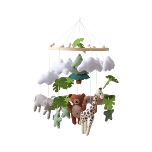 Mobile Baby Windspiele Grüne Blätter, Wald Tiere Babybett Mobile Baby Windspiel, Holz Mobile Baby Kinderzimmer Hängende Bettglocke, Kinderzimmer Dekor (Jungelbär) von Ueiwffzo