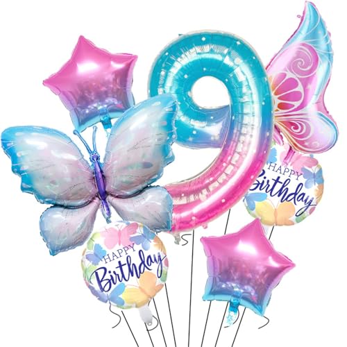 Schmetterling Geburtstag Deko, Luftballon Geburtstag Rosa Blau, Ballon Schmetterling Deko, Geburtstagsdeko Mädchen, Geburtstagsdeko Mädchen, Ballon Geburtstag (9 Jahr) von Ueiwffzo