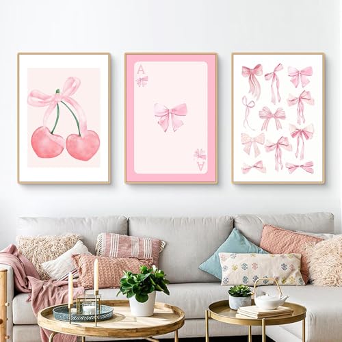 Ueiwffzo 3er Kinder Poster Set, Wandbilder Kinderzimmer Bilder Kinderzimmer Schmetterling Bilder, Leinwand Wandbilder Babyzimmer Mädchen Deko Wandposter Babyzimmer Deko, Ohne Rahmen (Rosa,50x70cm) von Ueiwffzo