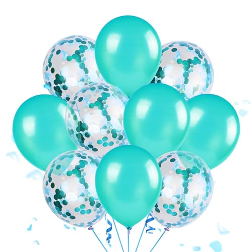 Ueiwffzo Luftballon, 60 Stück 12 Zoll Ballons mit 2 Rollen,Doppelschichten Ballons für Mädchen Hochzeit Babyparty Boho Geburtstag Party Dekoration (Himmelblau) von Ueiwffzo