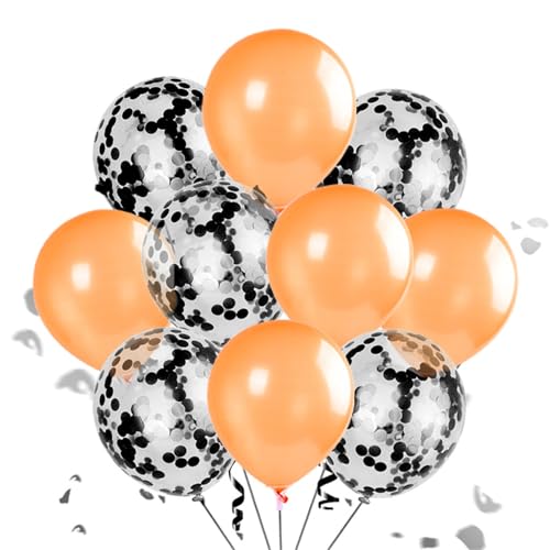 Ueiwffzo Luftballon, 60 Stück 12 Zoll Ballons mit 2 Rollen,Doppelschichten Ballons für Mädchen Hochzeit Babyparty Boho Geburtstag Party Dekoration (Schwarz Orange) von Ueiwffzo